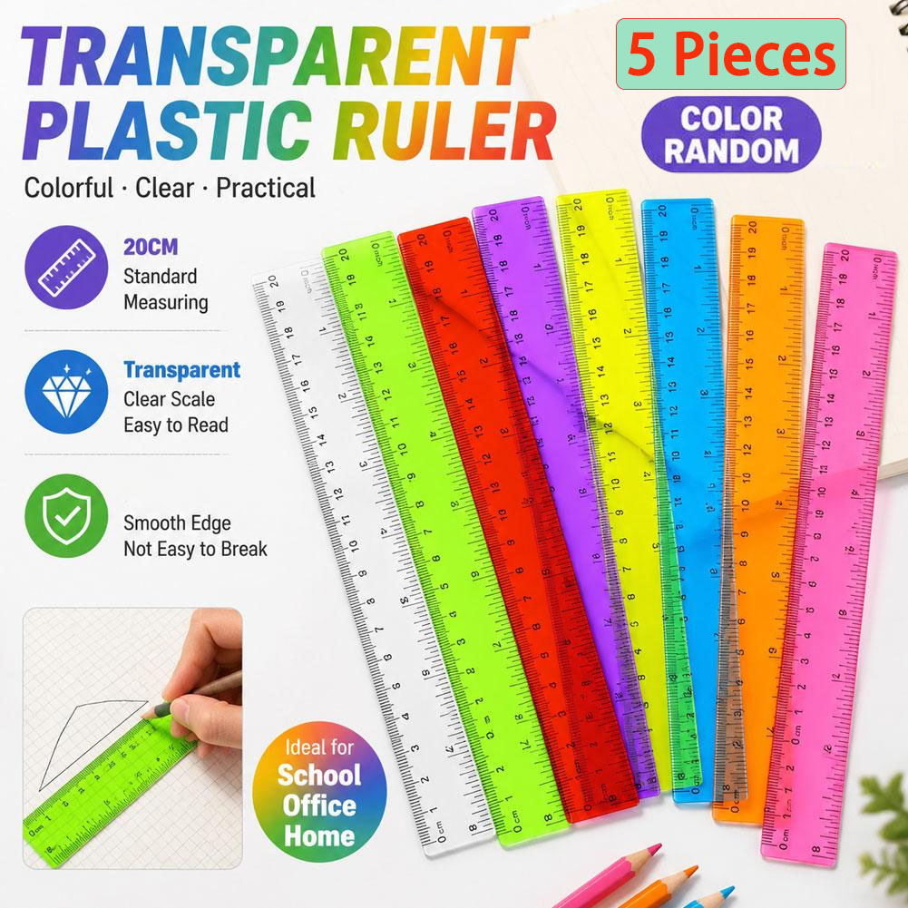 Ruler Set Transparent - Règle en plastique de couleur aléatoire,