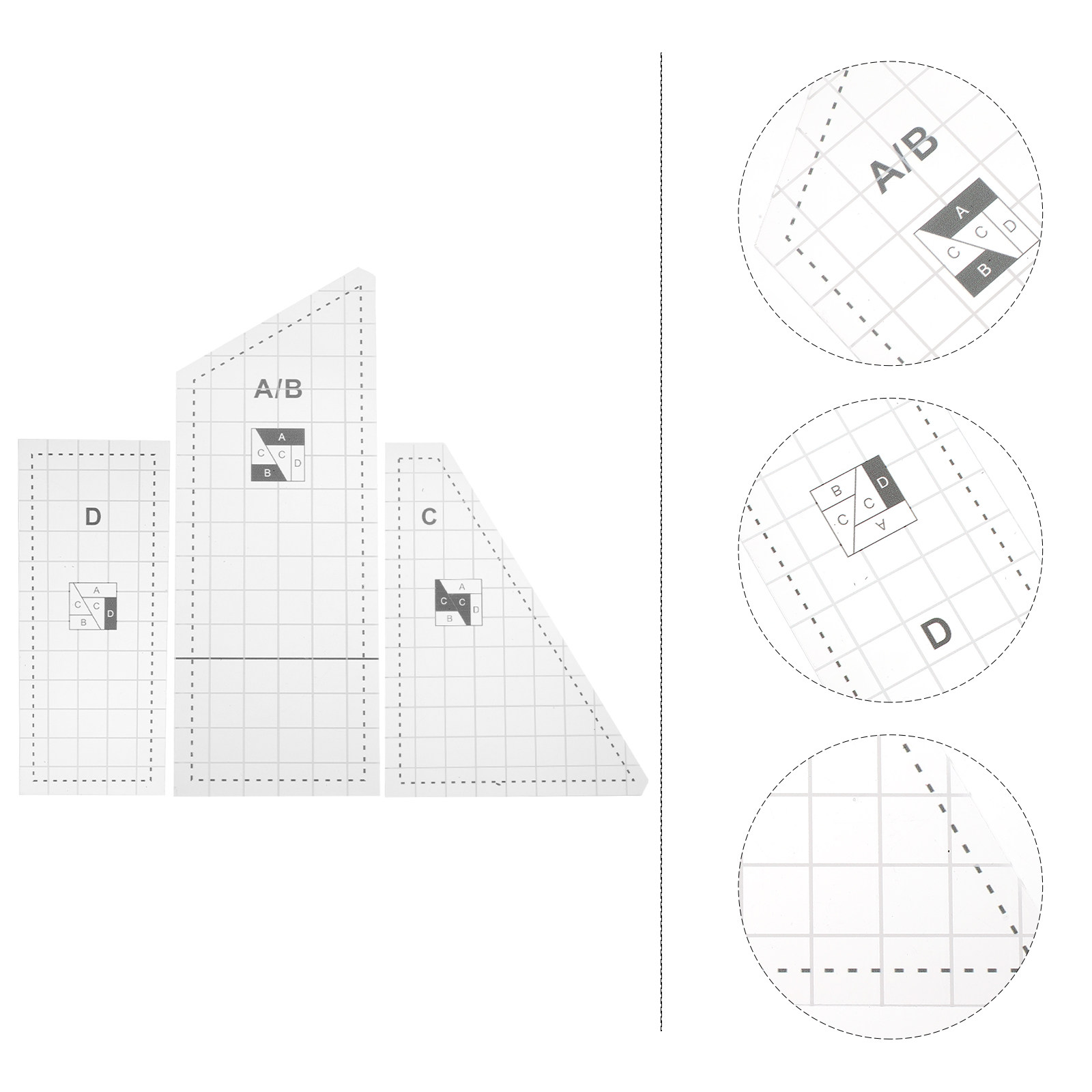 1 ensemble de gabarits de quil - Ruler Set Transparent avis et prix
