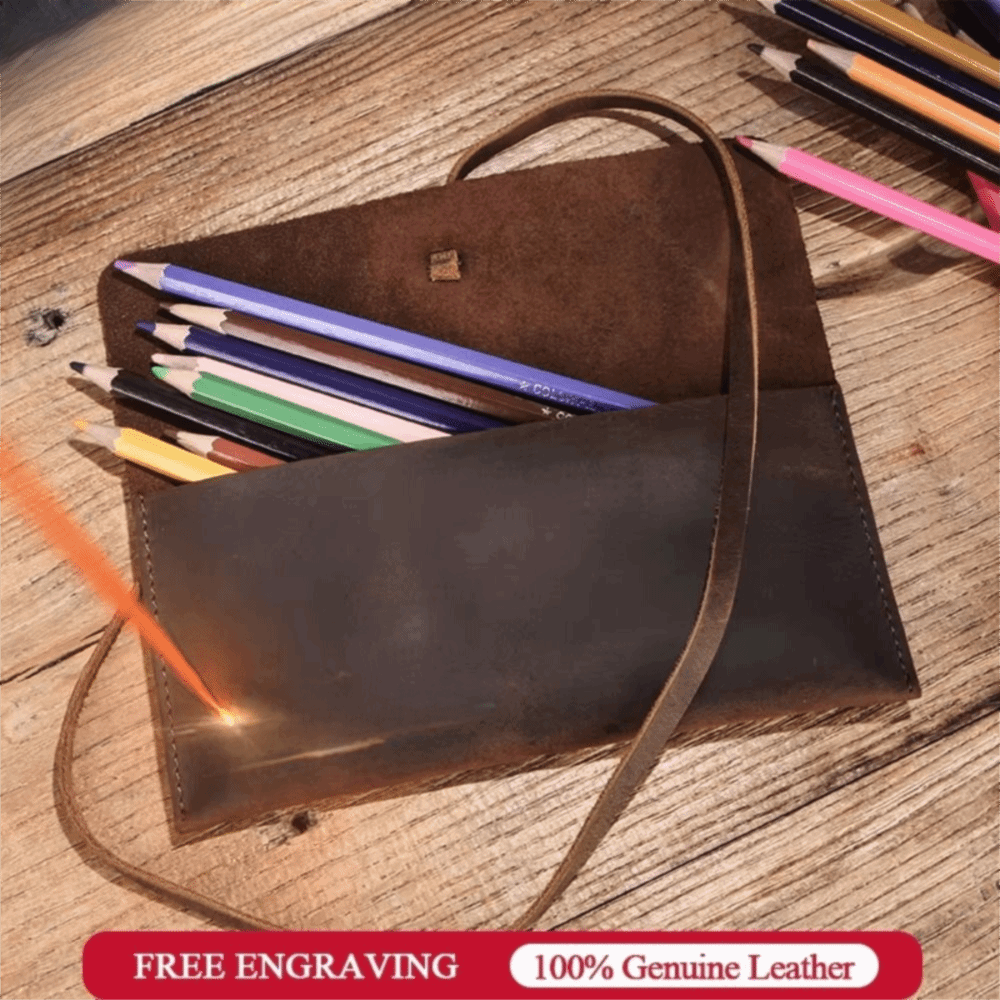 Étui à crayons en cuir rétro a - Pen Pouch Roll avis et prix